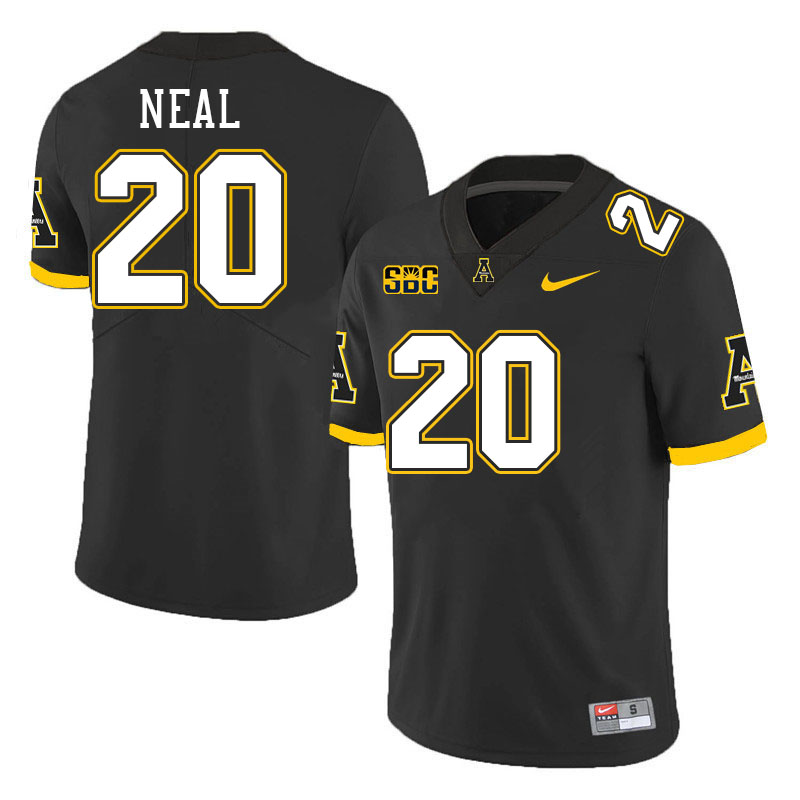 Men #20 Kaleb Neal Appalachian State Mountaineers College Football Jerseys Stitched-Black